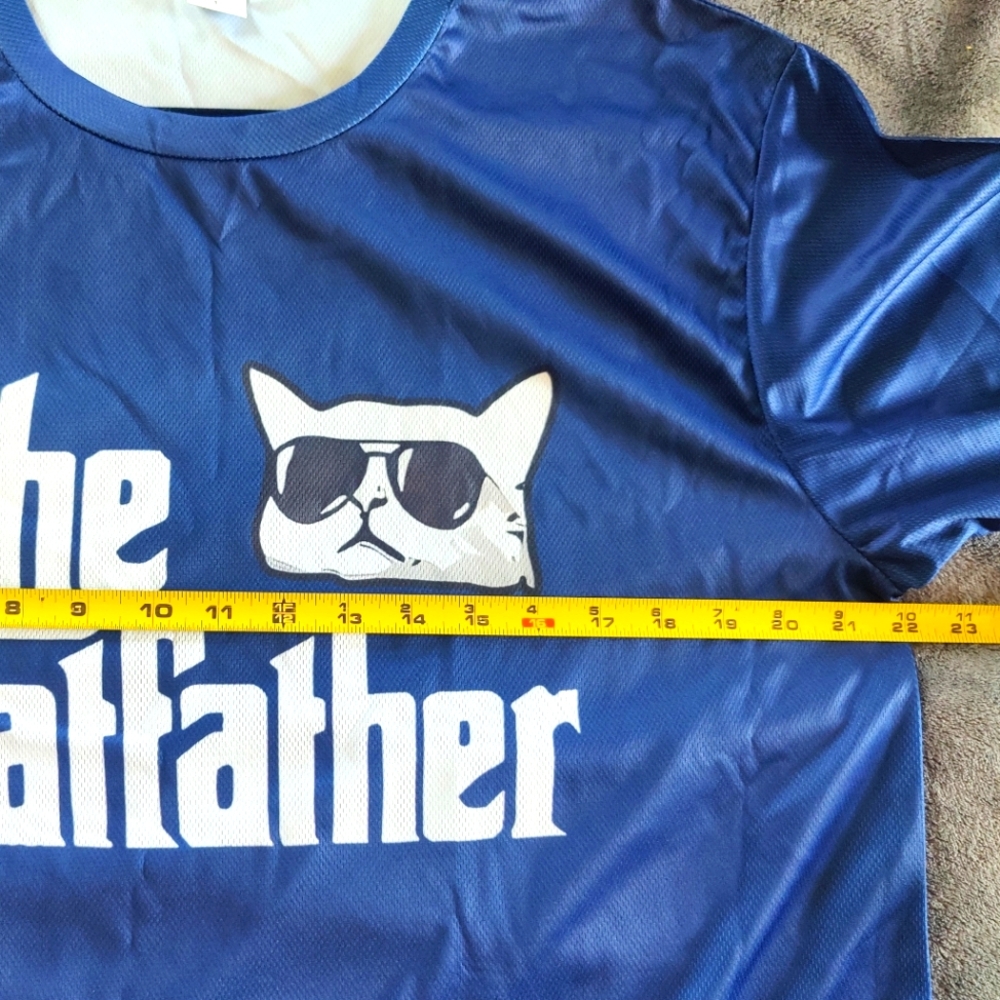 Blue 'The Catfather' Graphic T-Shirt Sports Breathable Material. Brand New. - Picture 4 of 5